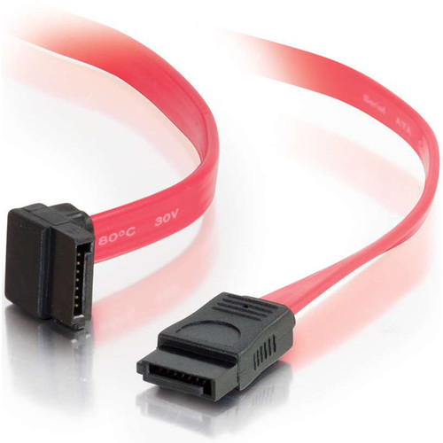 C2G 7-pin 180- to 90-Degree 1-Device Serial ATA Cable - 18"