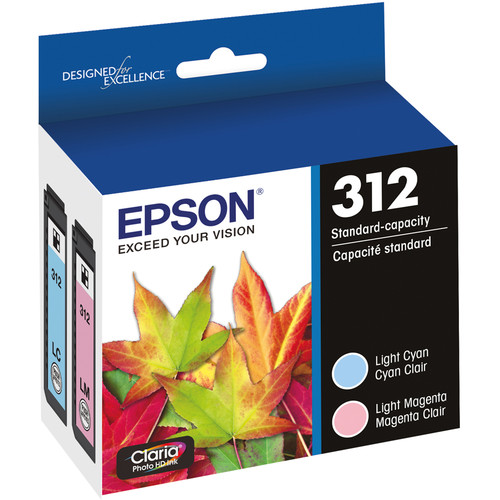 Epson T312 Light Magenta & Light Cyan Claria Photo HD Ink Cartridge Multi-Pack with Sensormatic