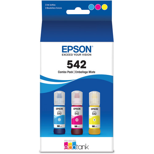 Epson T542 Dye Multi-Color Ink Bottle Pack (Cyan, Magenta, Yellow)