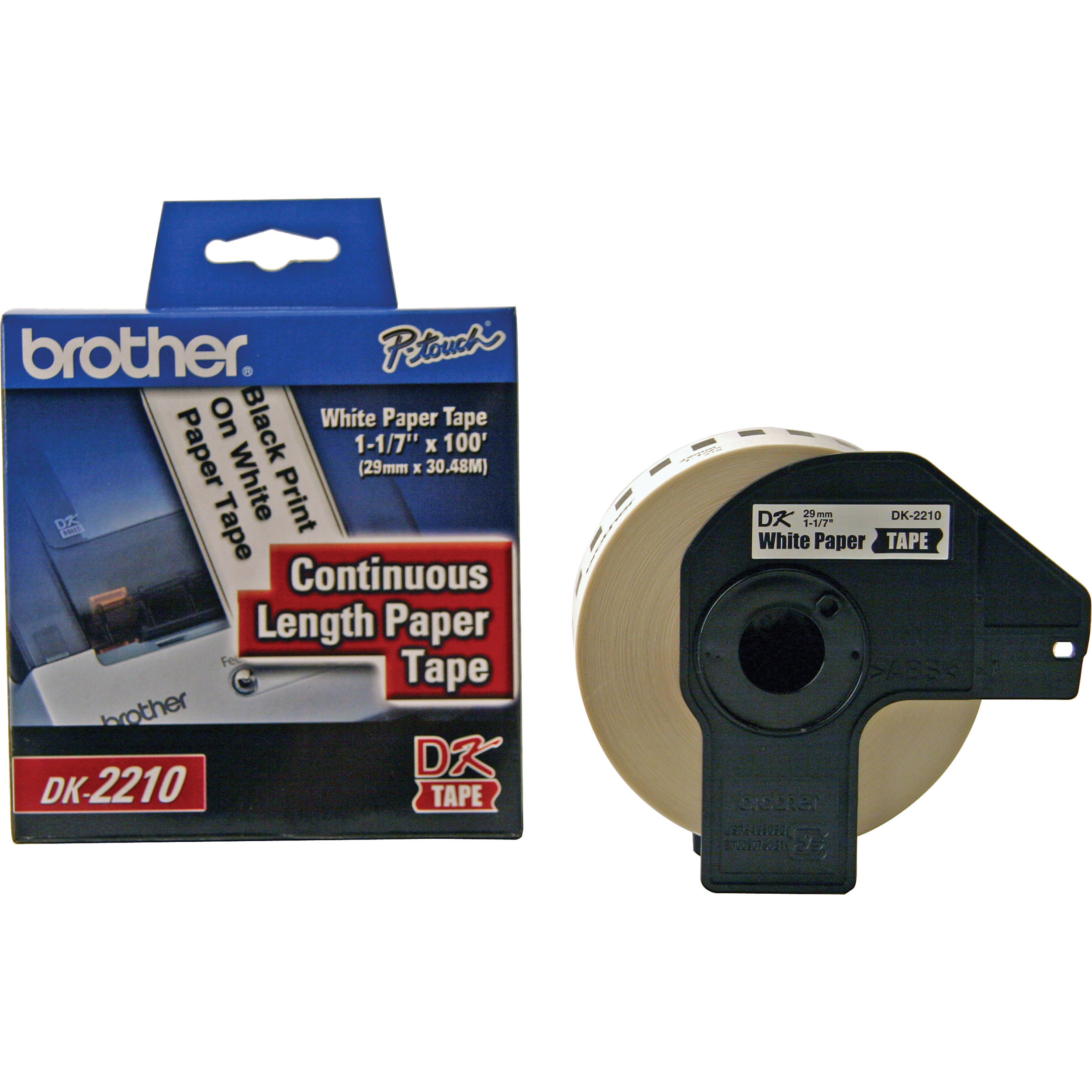 Brother Black Print on White Tape (1-1/7" x 100')