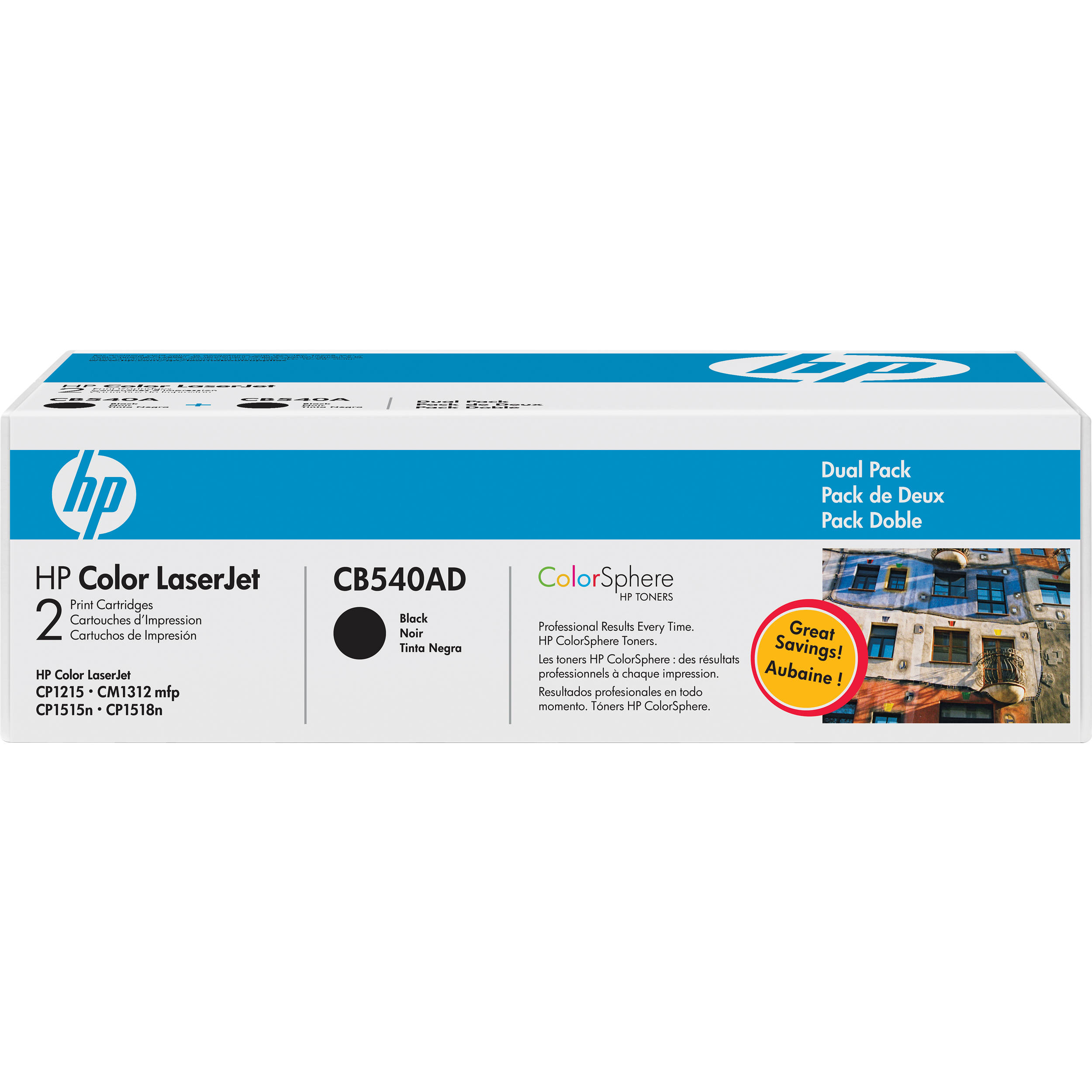 HP Color LaserJet 125A Black Toner Cartridge Dual Pack (CB540AD)