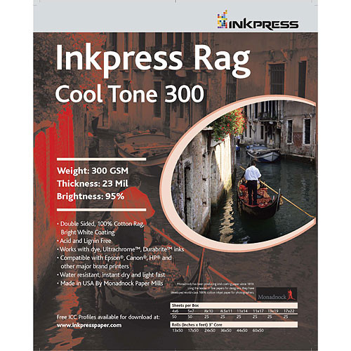 Inkpress Media Rag Cool Tone 300 Paper (11 x 14", 25 Sheets)