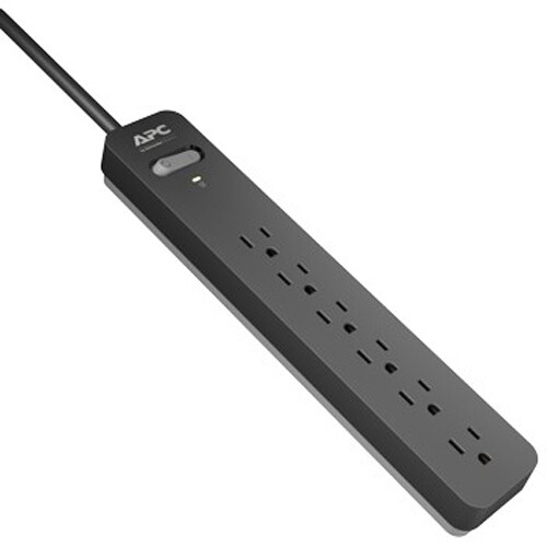 APC 6-Outlet SurgeArrest Surge Protector (Black, 25' Cable)