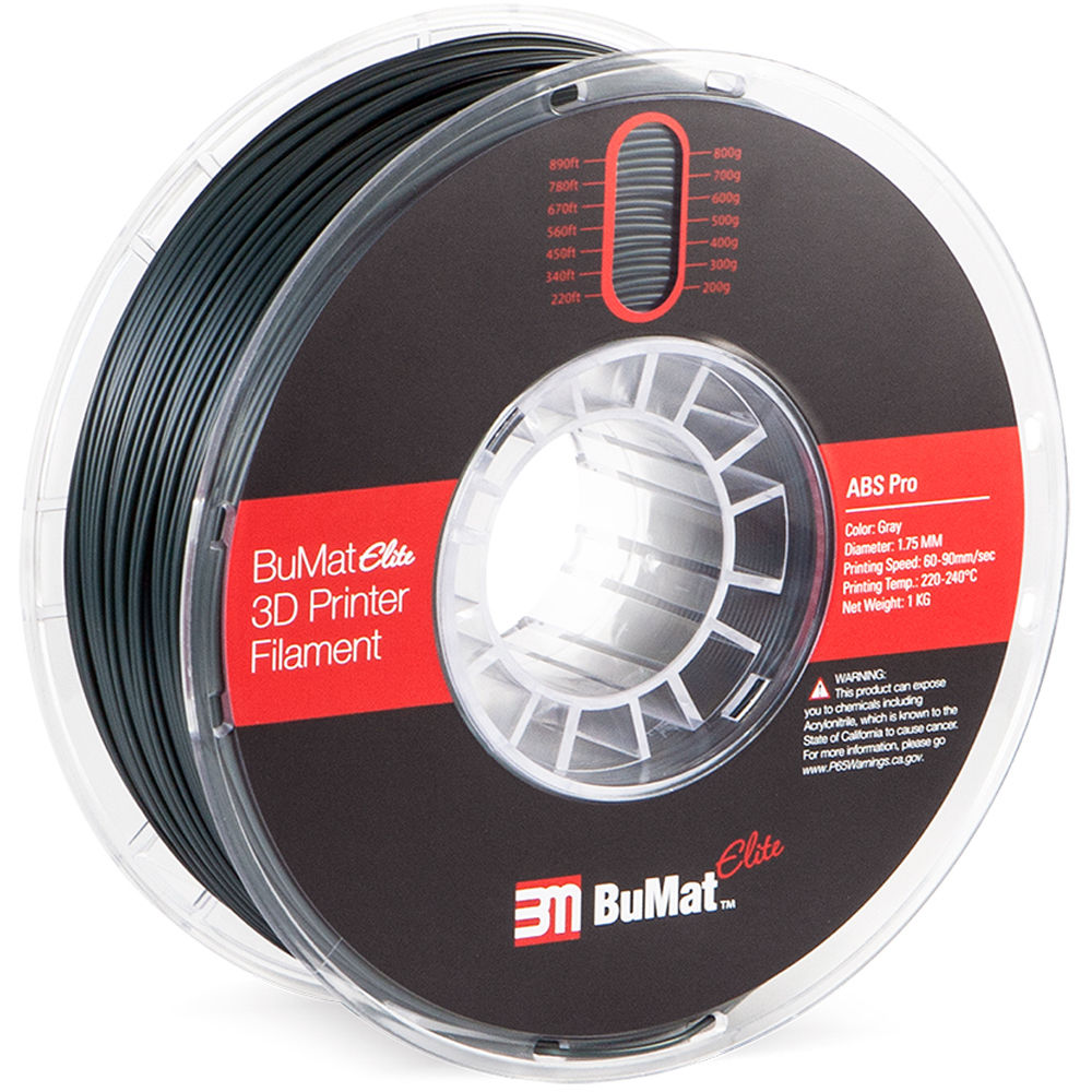 BuMat Elite Professional 1.75mm ABS Filament (1kg, Gray)