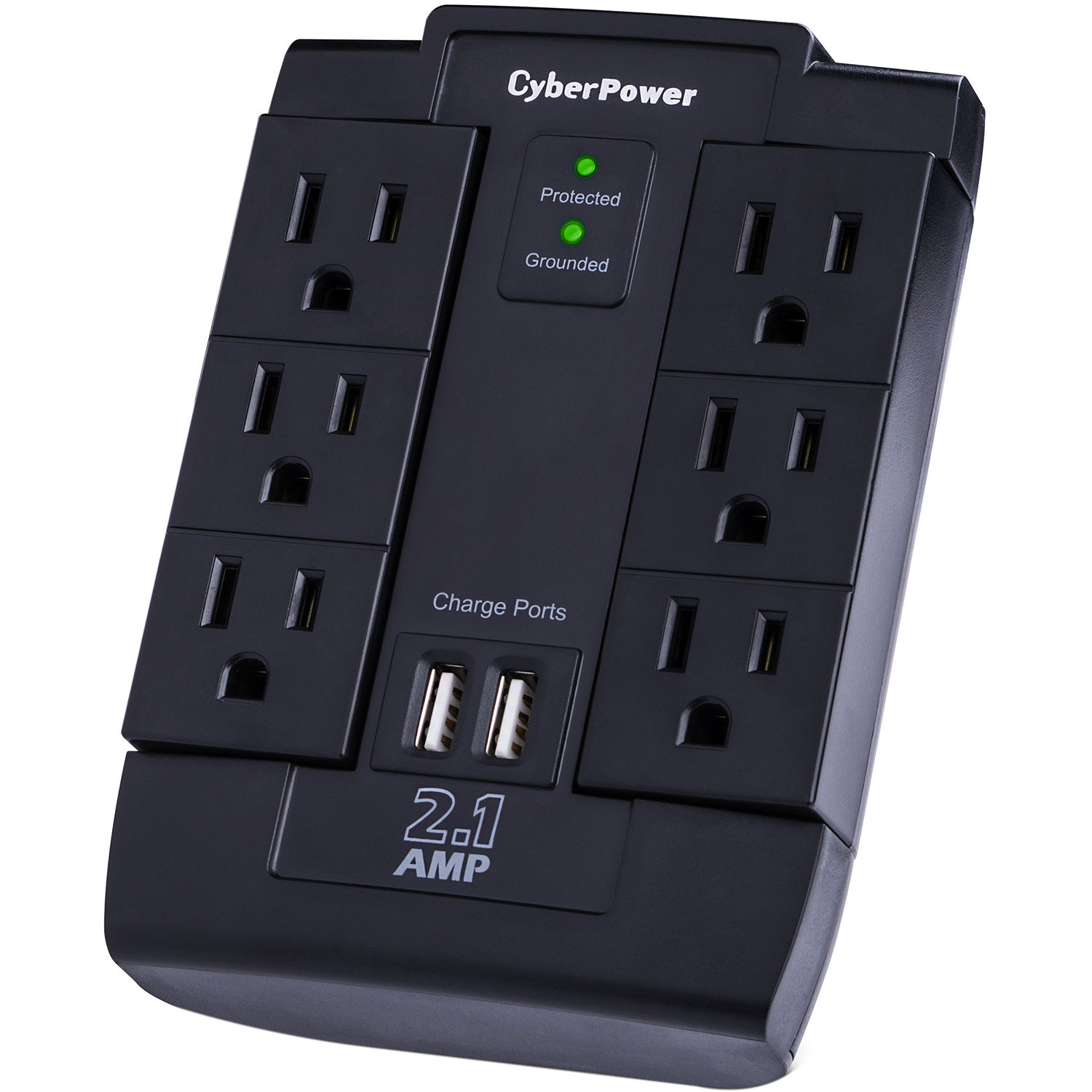 CyberPower P600WSURC1 6-Outlet Home Office Surge Protector (Black, Wall Tap)