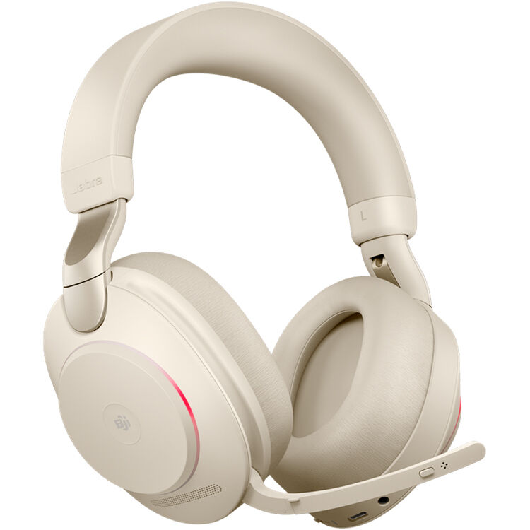 Jabra Evolve2 85 Noise-Canceling Wireless Over-Ear Headset (Microsoft Teams, USB Type-C, Beige)
